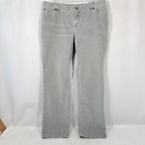 J.Jill Boyfriend Corduroy Pant Womens Sz 12 Light Gray Straight Leg Stretch FLAW